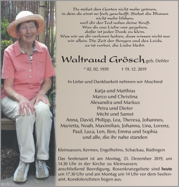 Traueranzeige von Waltraud Gr?sch von FZ