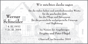 Traueranzeige von Werner Schneider von FZ