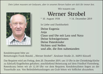 Traueranzeige von Werner Strobel von FZ