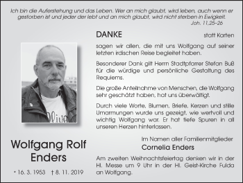 Traueranzeige von Wolfgang Rolf Enders von FZ