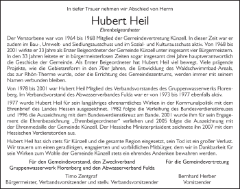 Traueranzeige von Hubert Heil von FZ