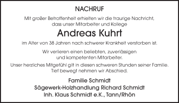 Traueranzeige von Andreas Kuhrt von FZ