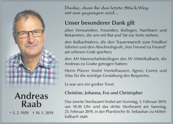 Traueranzeige von Andreas Raab von FZ