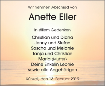 Traueranzeige von Anette Eller von FZ