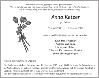 Traueranzeige von Anna Ketzer von FZ