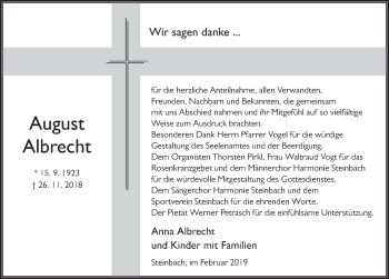 Traueranzeige von August Albrecht von FZ