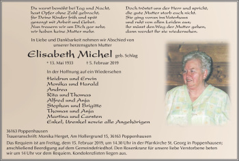 Traueranzeige von Elisabeth Michel von FZ