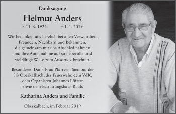 Traueranzeige von Helmut Anders 