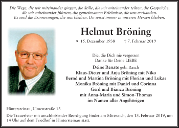 Traueranzeige von Helmut Br?ning von FZ