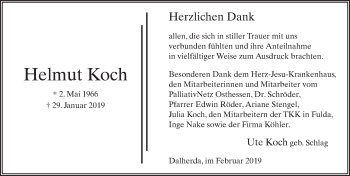 Traueranzeige von Helmut Koch von FZ