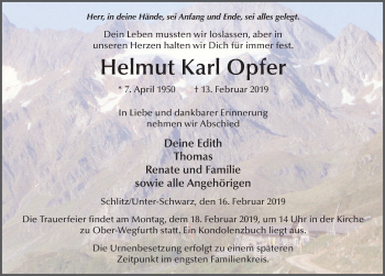 Traueranzeige von Helmut Karl Opfer von FZ