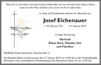 Traueranzeige von Josef Eichenauer von FZ