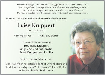 Traueranzeige von Luise Kruppert von FZ