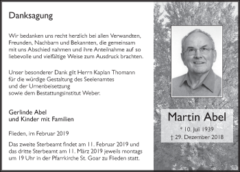 Traueranzeige von Martin Abel von FZ