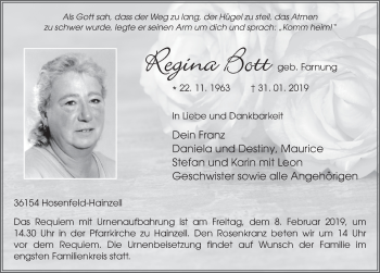 Traueranzeige von Regina Bott von FZ
