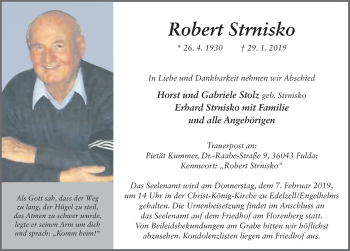 Traueranzeige von Robert Strnisko von FZ
