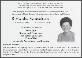 Traueranzeige von Roswitha Scheich von FZ