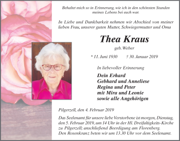 Traueranzeige von Thea Kraus von FZ