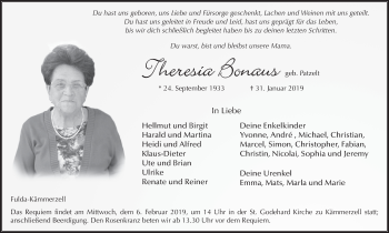 Traueranzeige von Theresia Bonaus von FZ