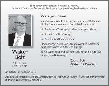 Traueranzeige von Walter Bolz von FZ