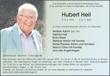 Traueranzeige von Hubert Heil von FZ