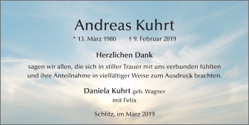 Traueranzeige von Andreas Kuhrt von FZ