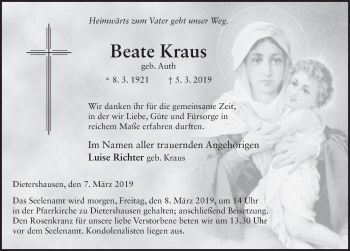 Traueranzeige von Beate Kraus von FZ