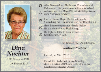 Traueranzeige von Dina N?chter von FZ