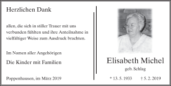 Traueranzeige von Elisabeth Michel von FZ