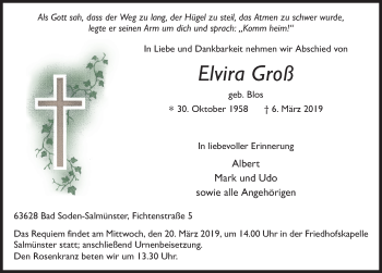 Traueranzeige von Elvira Gro? von FZ