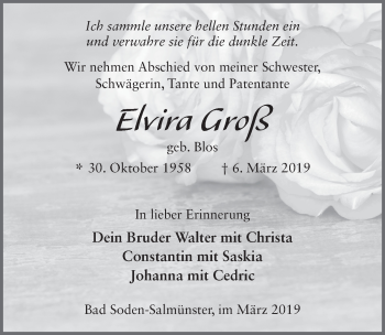 Traueranzeige von Elvira Gro? von FZ
