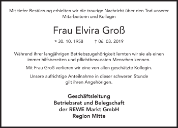 Traueranzeige von Elvira Groß von FZ
