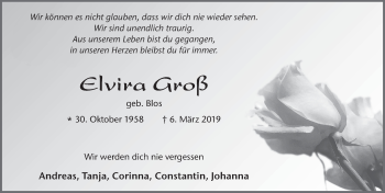 Traueranzeige von Elvira Groß von FZ