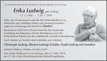Traueranzeige von Erika Ludwig von FZ