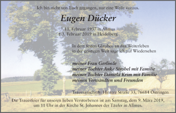 Traueranzeige von Eugen Dücker von FZ