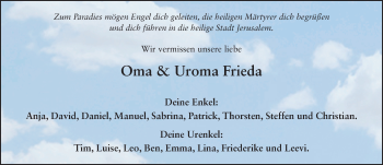 Traueranzeige von Frieda Vogel von FZ