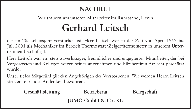  Traueranzeige für Gerhard Leitsch vom 21.03.2019 aus FZ