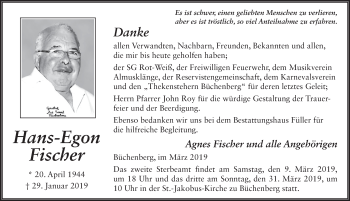 Traueranzeige von Hans-Egon Fischer von FZ