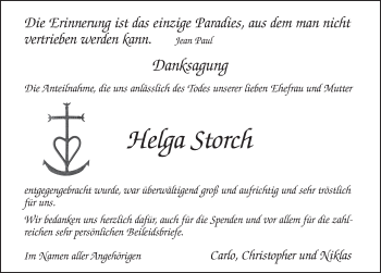 Traueranzeige von Helga Storch von FZ