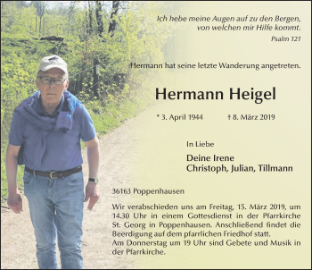 Traueranzeige von Hermann Heigel von FZ