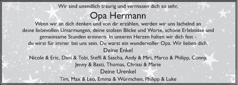  Traueranzeige für Hermann Henkel vom 02.03.2019 aus FZ