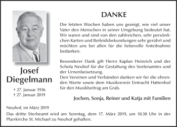 Traueranzeige von Josef Diegelmann von FZ
