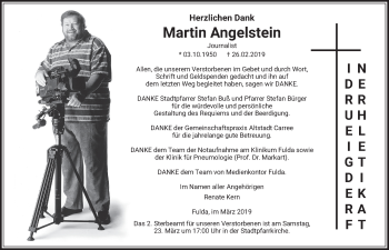 Traueranzeige von Martin Angelstein von FZ
