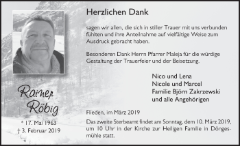 Traueranzeige von Rainer Röbig 