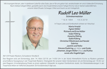 Traueranzeige von Rudolf Leo Müller von FZ