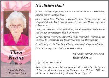 Traueranzeige von Thea Kraus von FZ