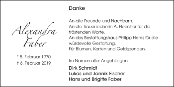 Traueranzeige von Alexandra Faber von FZ