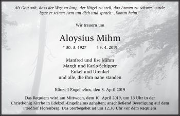 Traueranzeige von Aloysius Mihm von FZ