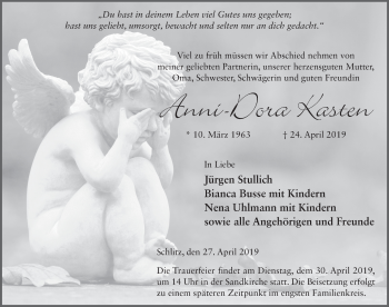 Traueranzeige von Anna-Dora Kasten von FZ