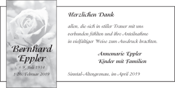 Traueranzeige von Bernhard Eppler von FZ